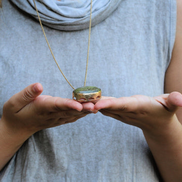 Long Necklace,Gold Statement Necklace,Unakite Necklace,Handmade Jewelry for Women,Gem Necklace,Pendant Necklace,Unakite Pendant